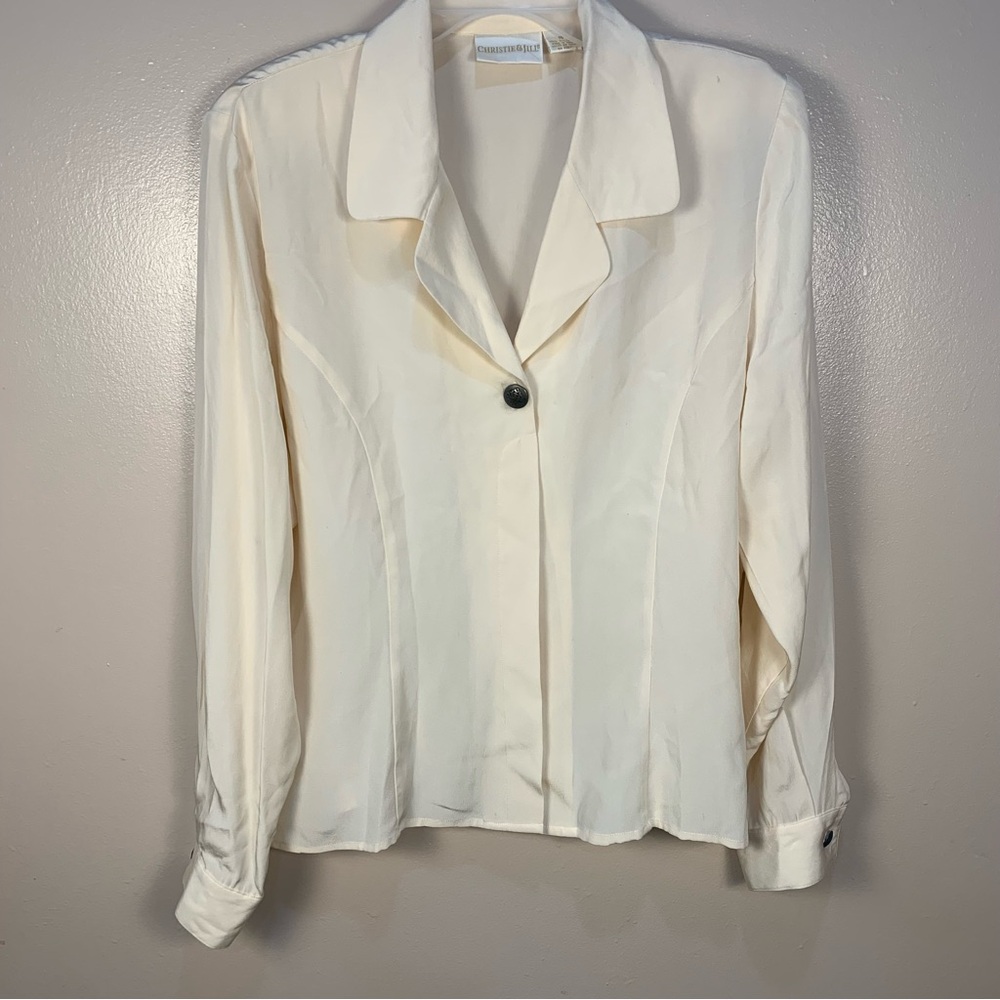Christie & Jill VTG 100% Silk Cream Jacket Blouse - Picture 4 of 13